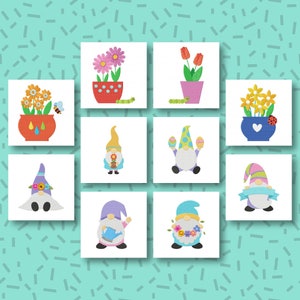 May include: A set of 10 embroidery designs featuring gnomes, flowers, and other spring-themed imagery. The designs are perfect for creating personalized gifts or adding a touch of whimsy to your home decor.