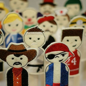 Finger Puppet People In The Hoop Machine Embroidery Designs, 20 Designs Included, Brother PES, HUS, JEF, VP3 & more, Instant Download