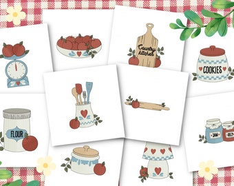 Country Kitchen Embroidery Designs, 10 Included, Machine Embroidery, Brother PES DST & All Popular Formats, Instant Download