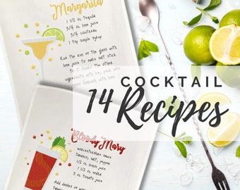 Cocktail Recipes Embroidery Designs, 14 Spirits and Drink Designs Included, Machine Embroidery, PES DST All Popular Formats Instant Download