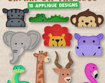 10 Safari On The Edge Appliqué Embroidery Designs Pack, Machine Embroidery, PES, All Popular Formats, Instant Download