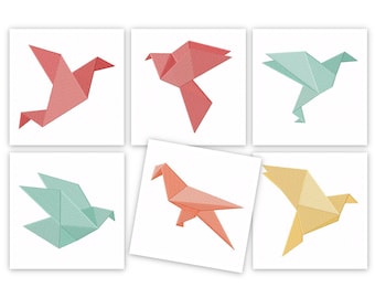 Origami Birds Embroidery Designs, 6 Included, Machine Embroidery, Brother PES DST & All Popular Formats Instant Download