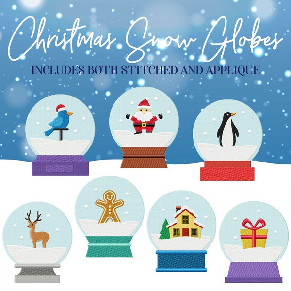 Christmas Snow Globes Embroidery Designs, 16 Included, Machine Embroidery, Brother PES DST & All Popular Formats, Instant Download