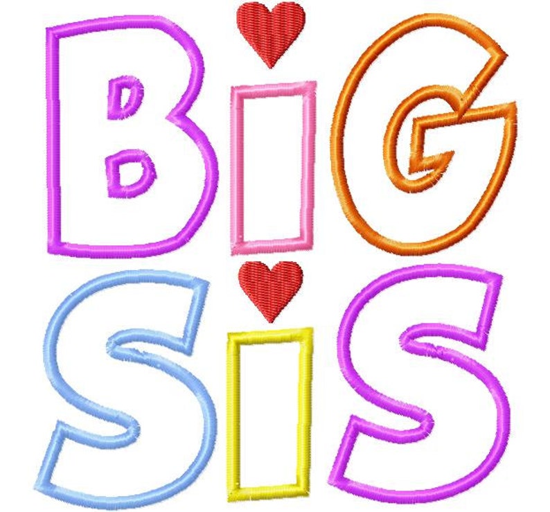 INSTANT DOWNLOAD Lil Sis and Big Sis Multi Pack Machine Applique Embroidery Design image 1