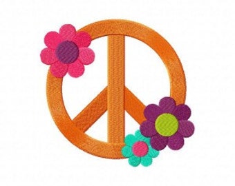 Flower Peace Embroidery Design, Machine Embroidery, Brother PES, DST & All Popular Formats, Instant Download