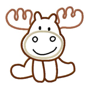 Cute Moose Applique Embroidery Design, Machine Embroidery, Brother PES, DST & All Popular Formats, Instant Download
