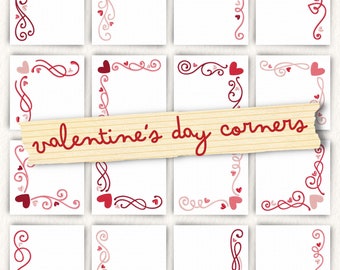 Valentine’s Day Corners Embroidery Designs, 16 Lovely Designs Included, Machine Embroidery, PES JEF & All Popular Formats, Instant Download
