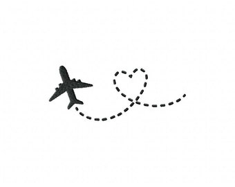 Airplane Trail Heart Embroidery Design, Brother PES DST & All Popular Formats, Instant Download