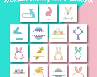 Easter Monogram Frames Embroidery Designs, 15 Included, Machine Embroidery, Brother PES DST & All Popular Formats, Instant Download