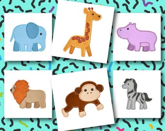 Zoonimals Stuffy Appliqué Embroidery Designs, 6 Included, Machine Embroidery,Brother PES DST & All Popular Formats, Instant Download
