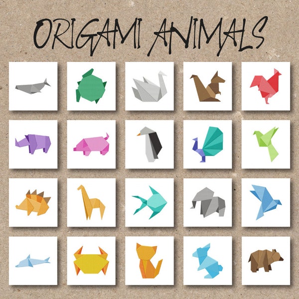 Origami Animals Embroidery Designs, 20 Included, Machine Embroidery, Brother PES DST & All Popular Formats, Instant Download