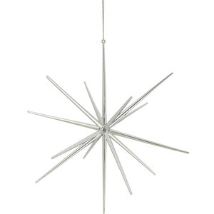 14IN Silver Starburst Christmas Ornaments, Come with Hanging String, Holiday Decorations, Tabletop Elements and Accents Set of 1
