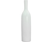 16in Tall Long Neck Ceramic Vase Amphora Greek Urn Modern Contemporary Design Porcelain White Glossy Finish