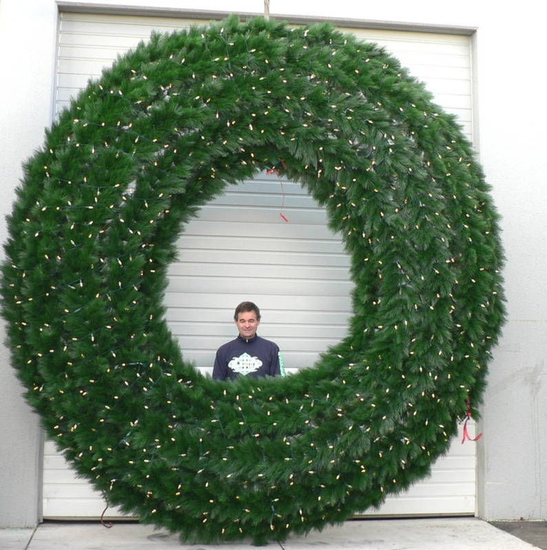 Large Outdoor Christmas Wreath with Led Lights 12' diam | Etsy