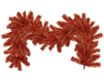 Red & Gold Tinsel Christmas Garland – Handmade Holiday Decor