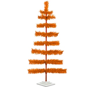 Orange Tinsel Christmas Tree: Retro Holiday Decor (18in - 5FT)