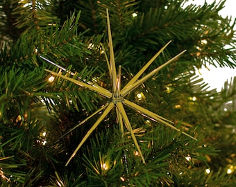 8 Inch Shiny Gold Starburst Christmas Ornaments, Hanging Star Holiday Decoration and Tabletop Decor, String Included, 8IN Diameter