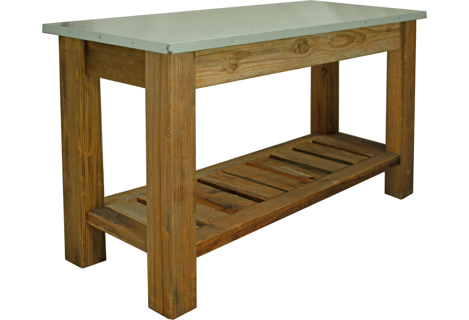 Redwood Patio Console Table & Outdoor Garden Utility Potting Bench ...