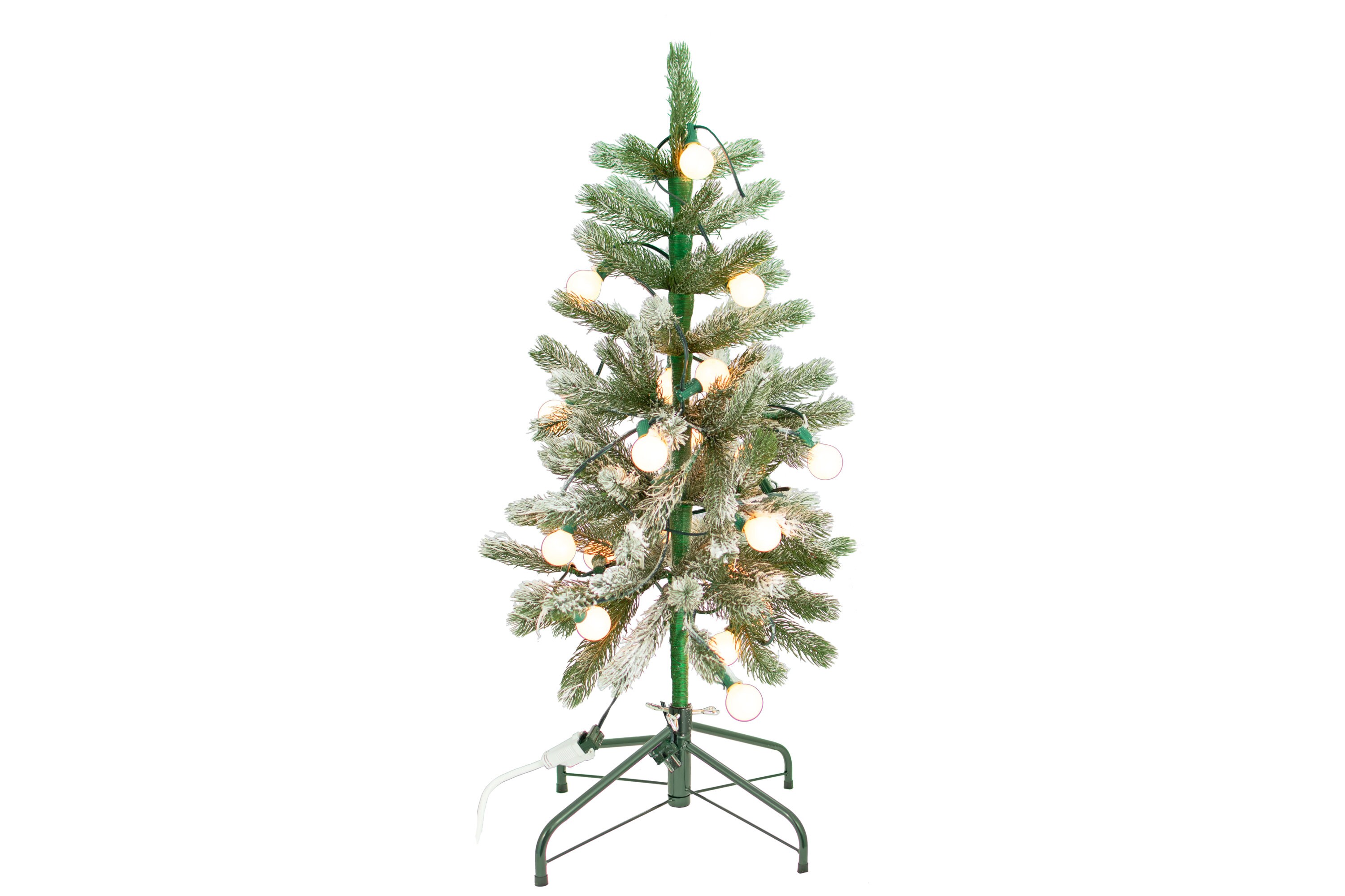 3Ft Green Aspen Pine Flocked Christmas Tree Pre-Lit Led White | Etsy