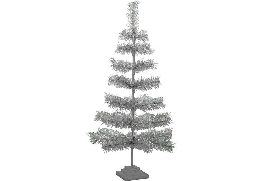 36 Silver Tinsel Christmas Tree Tabletop Centerpiece Tree 36 Retro