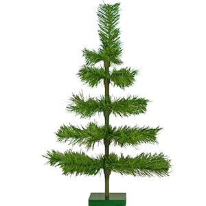 18&#39;&#39; Alpine Green Christmas Tree Tinsel Feather Style Decorative Holiday Display Merchandising Tree Forest Natural Green Color Table-Top
