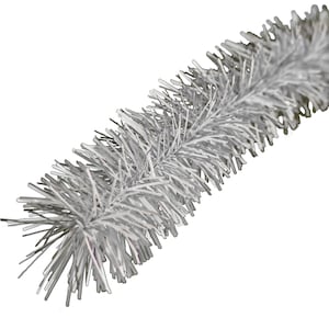White & Silver Tinsel Garland: 30FT Metallic Christmas Fringe