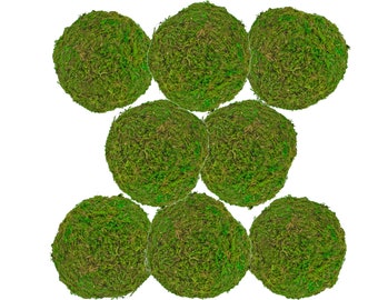 Decorative Moss Balls, Real Natural Home Decor and Accents, Tabletop Display and Centerpieces Green Moss on Foam Core, Sold in Bundles of 8