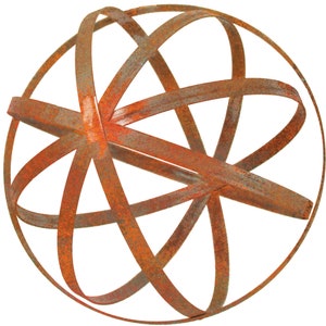 Esferas decorativas de acero para jardín con topiario de diferentes diámetros - Adorno decorativo para césped con acabado de pátina de óxido de bronce