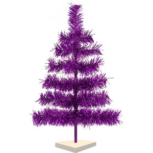 24&#39;&#39; Purple Christmas Tree Classic Style Tinsel Tree 2FT Purple Christmas Tree Merchandising Display Ornament Holder Holiday Decor