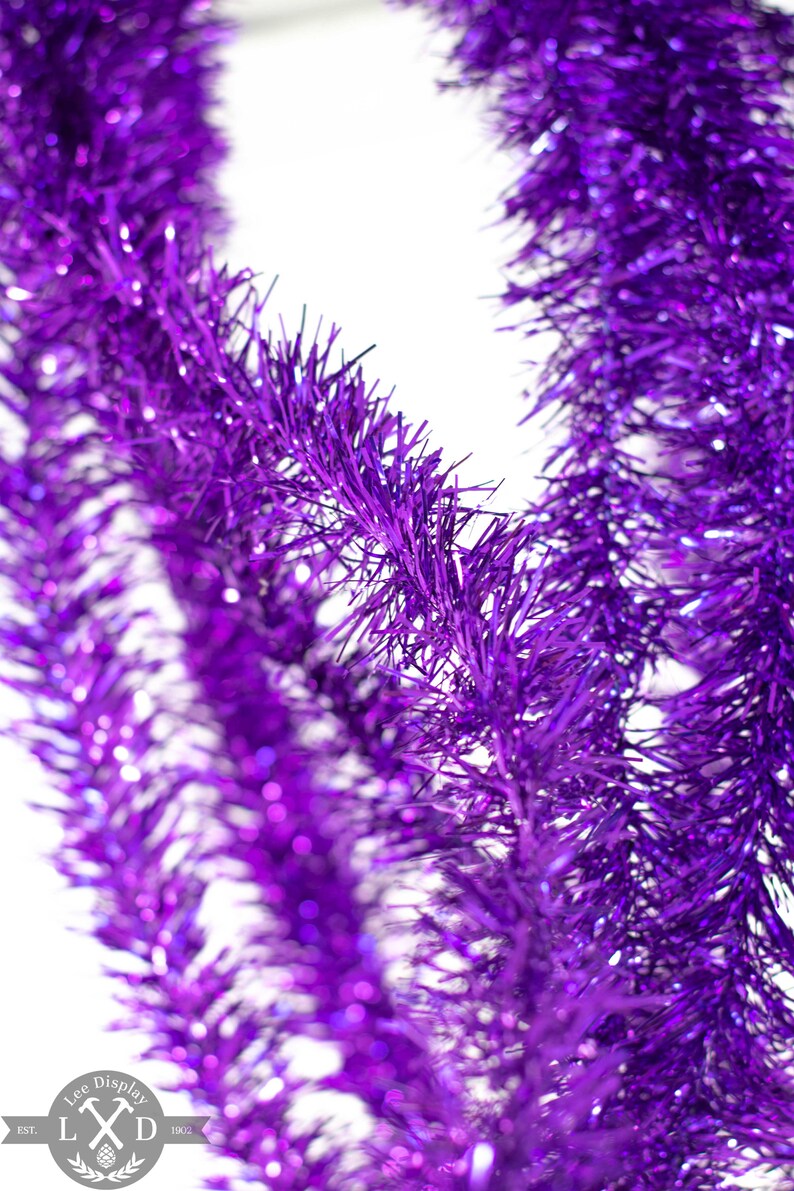 Metallic Purple Tinsel Garland 25FT Length 3IN Width Christmas Etsy