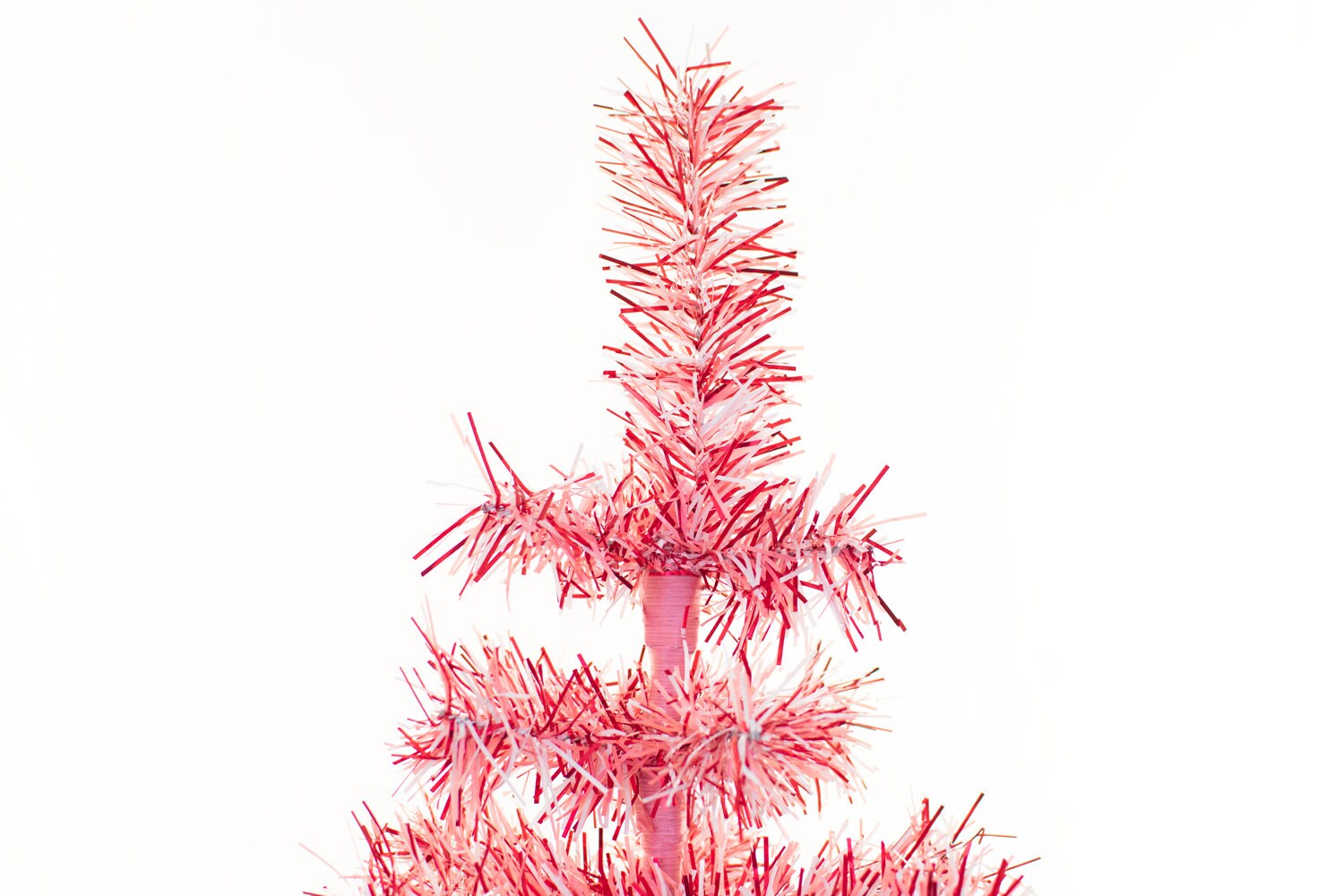 thumbnail image 2 of Valentine's Day Tinsel Christmas Tree - Classic Red, White & Pink Feather Style 2 of 5