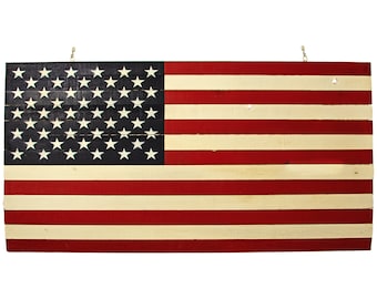 Bandera estadounidense de madera hecha a mano: decoración rústica de pared de EE. UU. (122 x 68 cm)