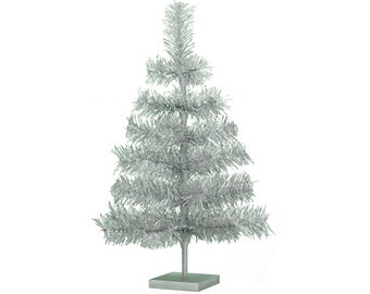24" Silver Tinsel Christmas Tree Table-Top Centerpiece Tree 24" Retro Silver Tinsel Christmas Tree 2FT Vintage Style XMASS