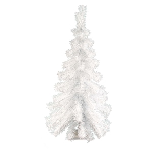 3 FT Weiß Hängender Weihnachtsbaum Klassischer Weißer Tinsel Baum Halber Schnitt Wanddekor 36 &#39;&#39; Weißer Baum Vintage Retro Weihnachten