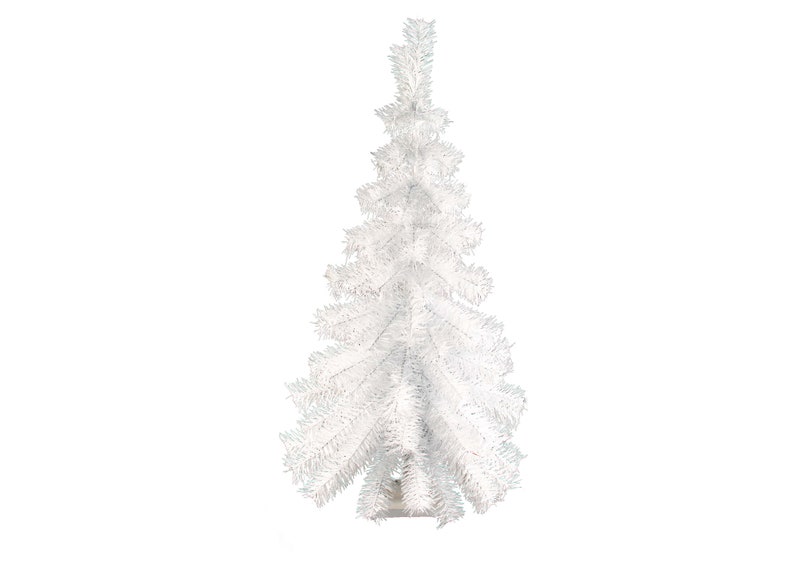 3ft White Hanging Wall Tree Classic Tinsel Half Cut Decor 36 Feather Vintage Retro
