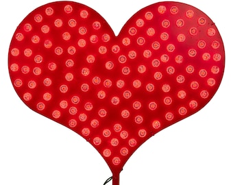 Handmade LED Valentine's Day Heart: Red Painted Metal Display (14in)