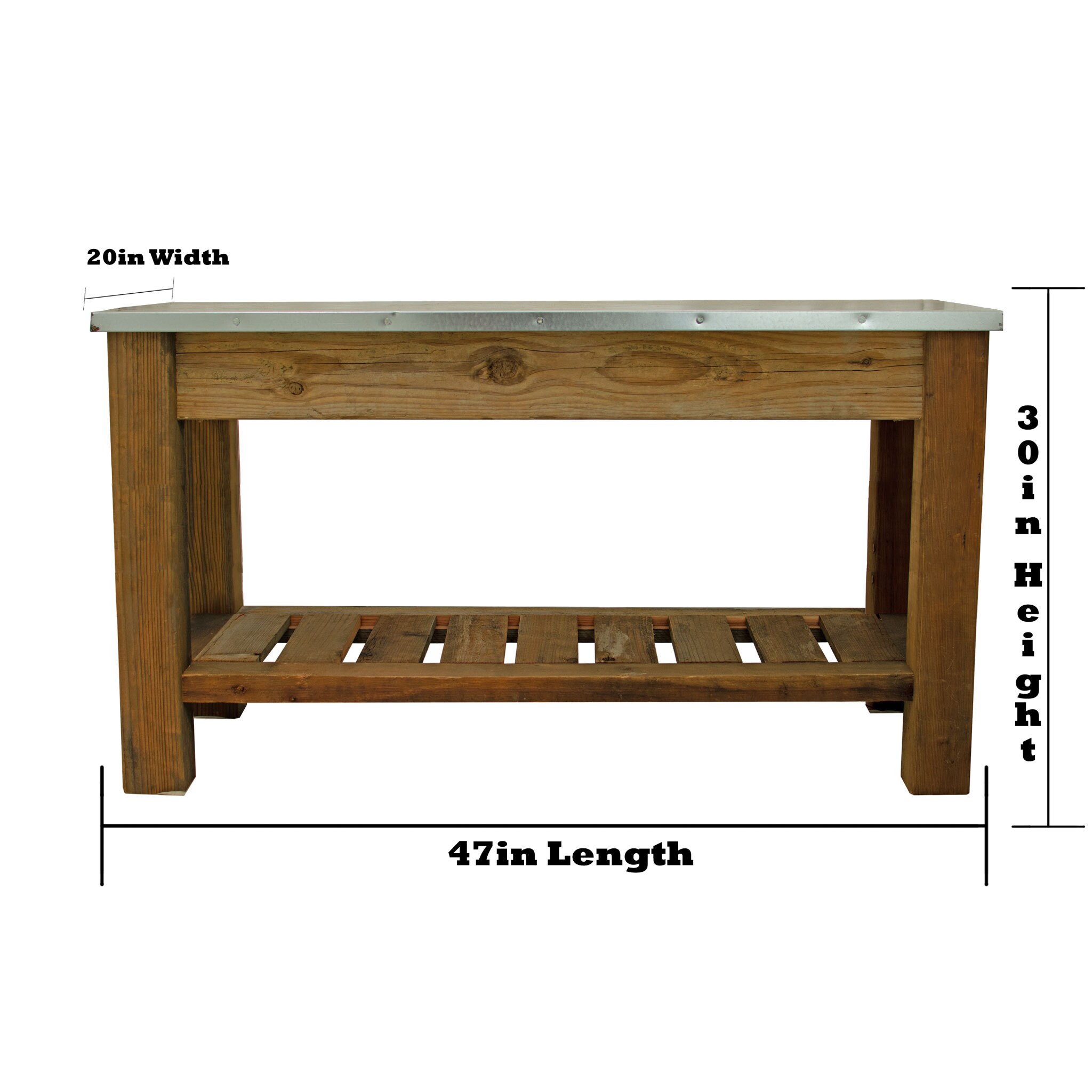 Redwood Patio Console Table & Outdoor Garden Utility Potting Bench ...