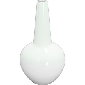 14in Amphora Greek Ceramic Vase Long Neck Greek Urn Modern Contemporary Design Porcelain White Glossy Finish