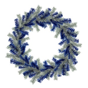 Silber und Blau Lametta Weihnachtskränze 18 Zoll Durchmesser Indoor Outdoor Haustür Wohnkultur Urlaub Saisonale Wandbehang Kränze