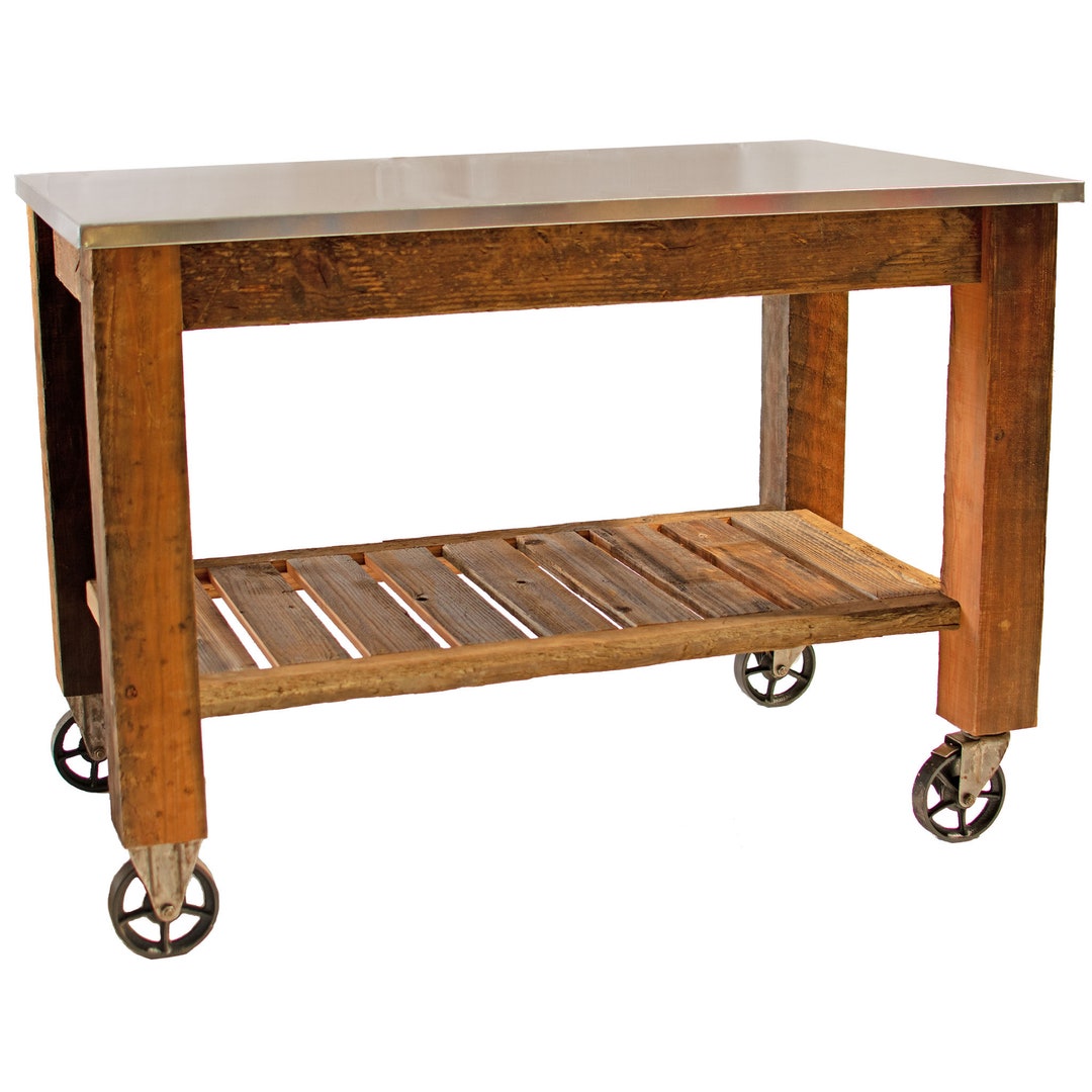 Redwood Potting Table: Rolling Garden Workbench With Zinc Top - Etsy
