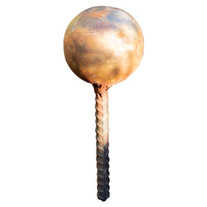 Garden Hose Stake Guides Set of 4 with Spiked Rebar Stakes 3in Diameter Steel Gazing Balls Rusted Patina Finish image 7