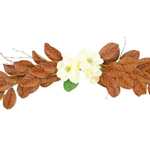 Magnolia Leaf Swag: Faux Peony Floral Half Wreath - 44in