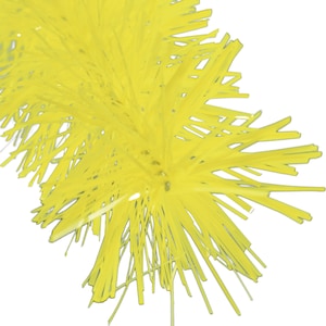 May include: Close-up of a bright yellow bottle brush with a dense, bristled head. The brush is designed for cleaning narrow spaces and bottles.