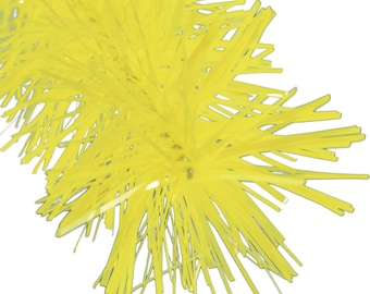 Shiny Light Yellow Tinsel Garland 30FT Length 3IN Width Christmas Fringe Foil Plastic Vinyl Brush Wired