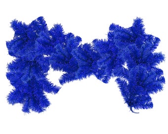 Shiny Blue Christmas Garlands - Tinsel Brush Wire Branches - Indoor Outdoor Decorations