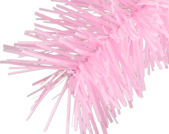 Pink Tinsel Garland 30FT Length 3IN Width Fringe Foil Embellishments Holiday Christmas Decorations