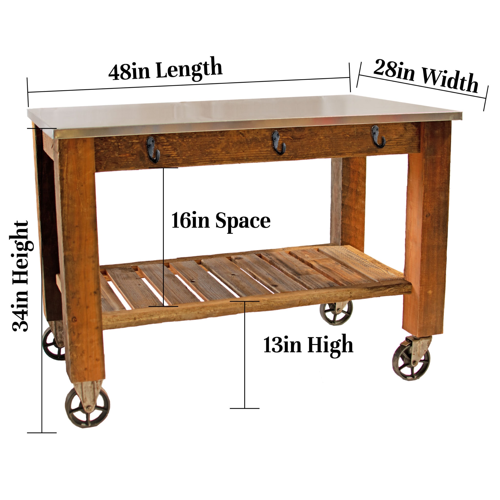 Redwood Potting Table: Rolling Garden Workbench With Zinc Top - Etsy