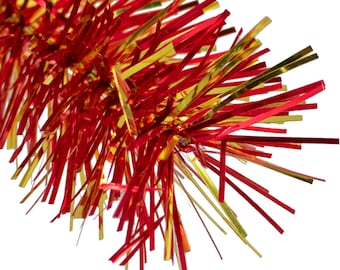 Ghirlanda di lamé metallizzato rosso e oro: abbellimento natalizio cablato da 30 piedi