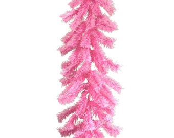 Shiny Pink Christmas Garland, Artificial Tinsel Brush, Indoor Outdoor Decor, Comes in 6FT, 9FT, & 12FT Lengths X 16in Width