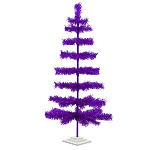 48&#39;&#39; Purple Christmas Tree Classic Style Tinsel Tree 4FT Purple Christmas Tree Merchandising Display Ornament Holder Holiday Decor